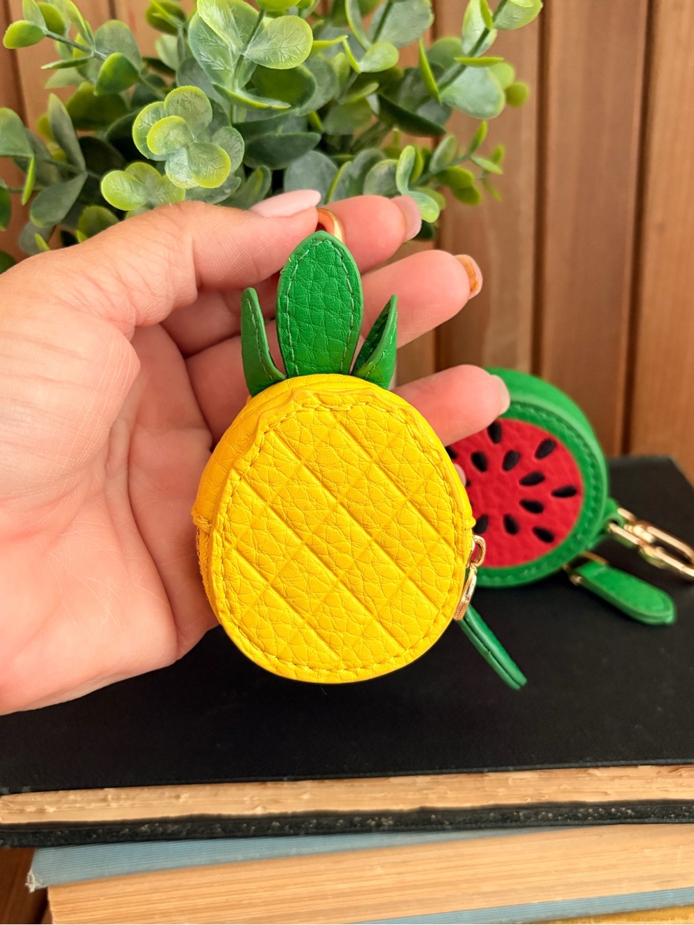 Fruit Coin Pouches- Pineapple OR Watermelon Bag Charms Gold Swivel Clasps - Picture 3 of 8